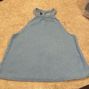 SHEIN Light Blue Denim Halter Tank Top